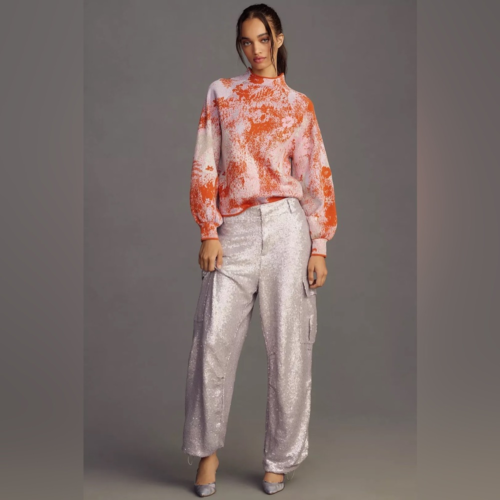 Anthropologie Beatriz Mock Neck Lurex Edition Sweater S - Picture 4 of 13